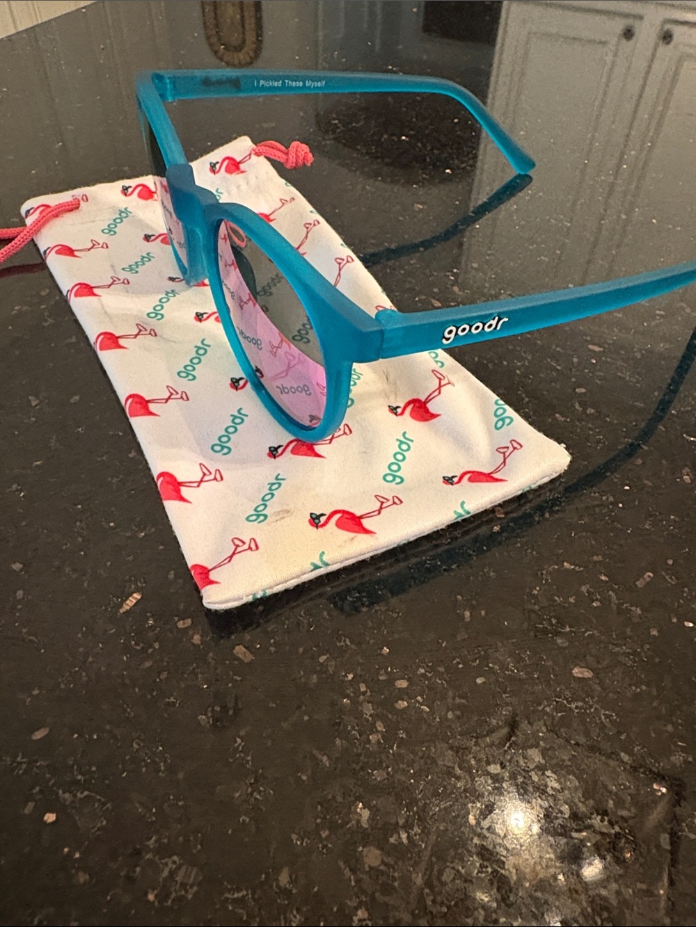 goodr Women's Teal Frame Sunglasses with Pink Lenses